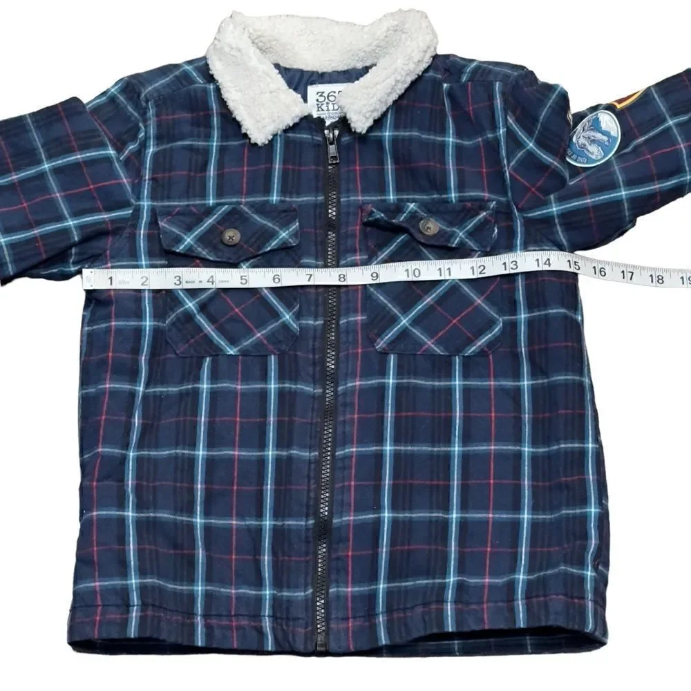 365 Kids from Garanimals Blue Checkered Winter Jacket Size 7